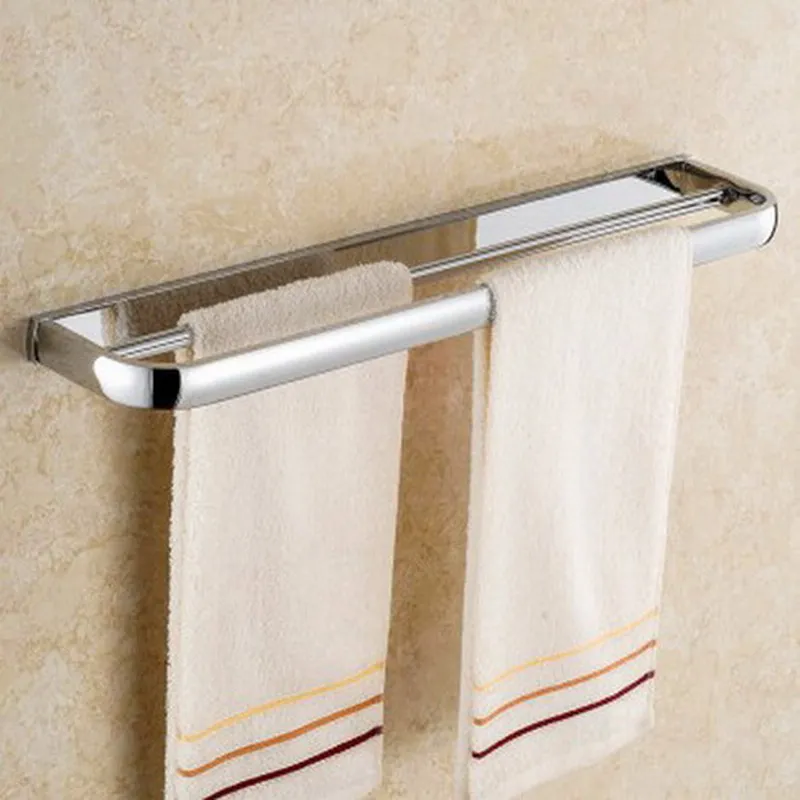 Dual Towel Bar Настенный Серебряный полированный хромированный латунный квадратный набор аксессуаров для ванной комнаты, аксессуары для ванной комнаты, вешалка для полотенец aset002 - Цвет: Dual Towel Bar