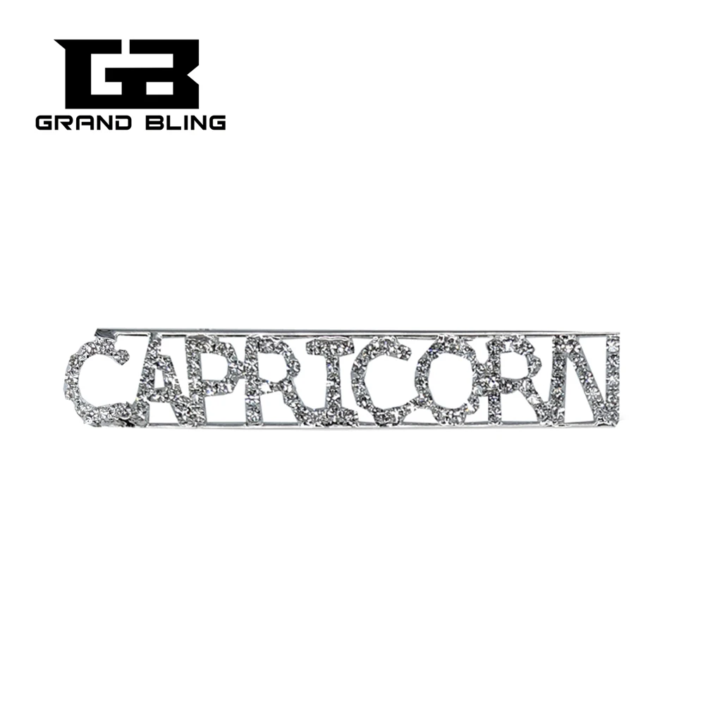 

Constellation Theme Crystal Brooch Jewelry "CAPRICORN" Word Zodiac Lapel Pin Gift