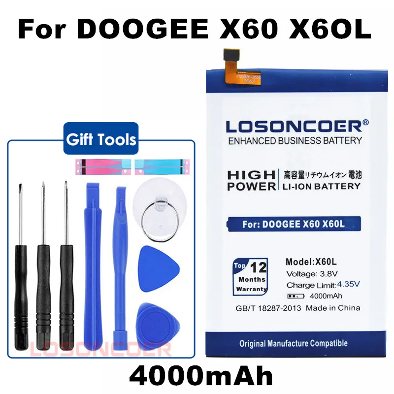 LOSONCOER 4000 мАч X60 X60L сменные батареи Для Doogee батарея для смартфона + быстрое