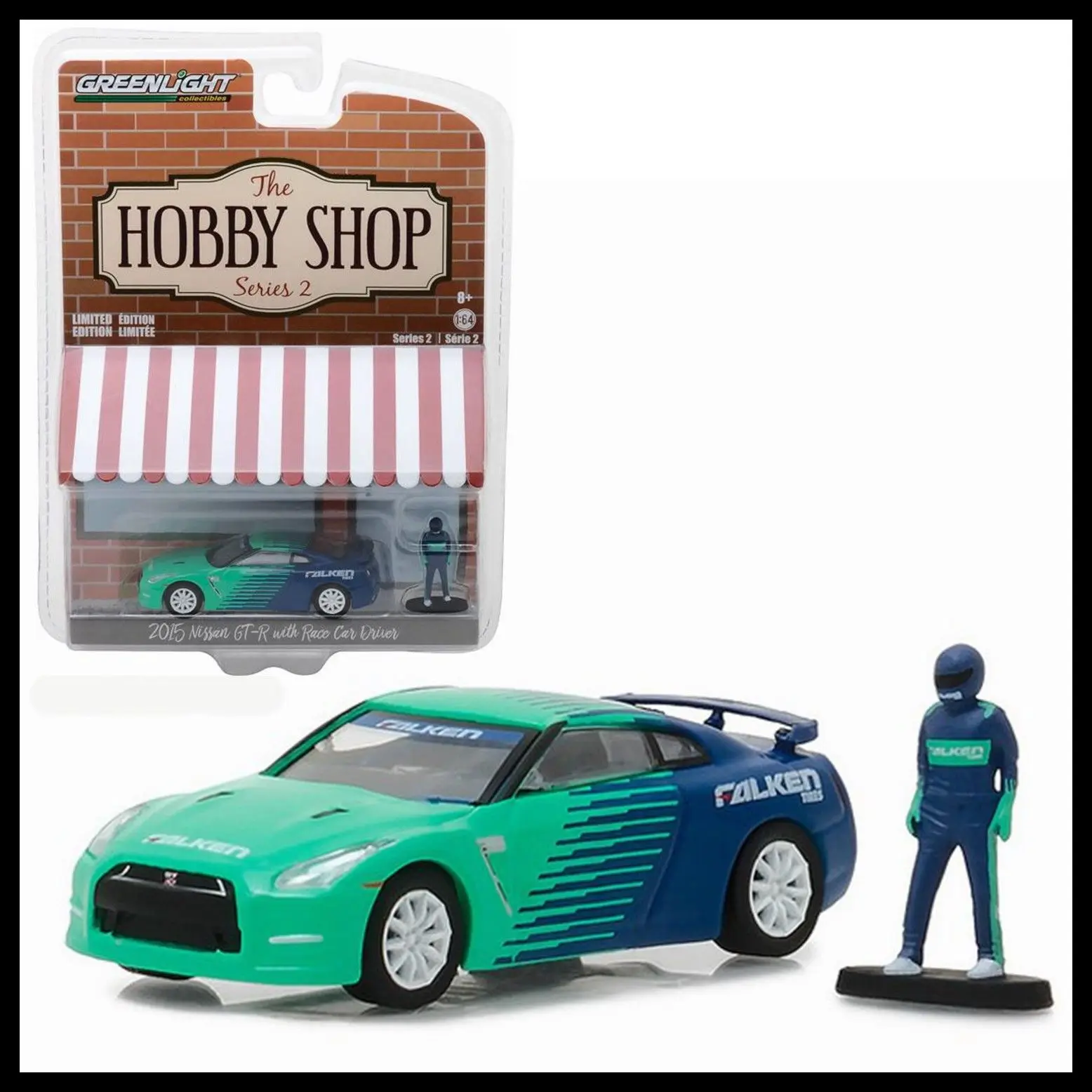 GL 1: 64 Nissan GT-R R35 Falken шины с гонкой водителя сплава Модель автомобиля литья под давлением металлические игрушки подарок на день рождения для детей мальчика