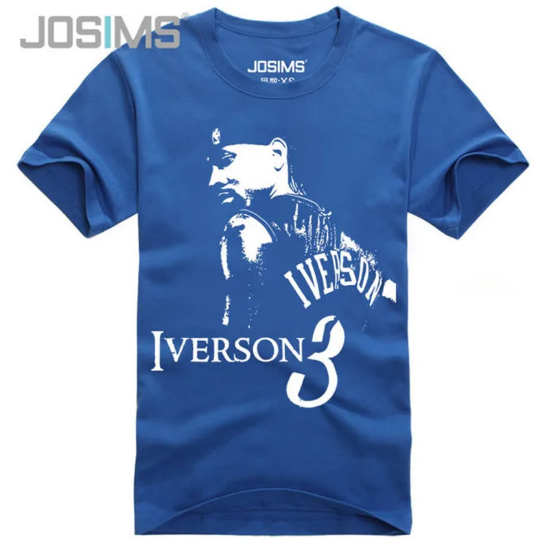Летние новые стильные мужские футболки с принтом Allen Iverson Брендовые повседневные