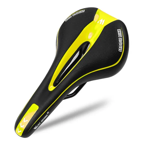 B Style Yellow WEST BIKING велосипедное седло из искусственной кожи MTB шоссейное Велосипедное переднее сиденье велосипедное седло для мужских дышащих полых подушек велосипедное седло - Цвет: B Style Yellow