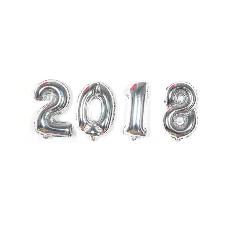 32 дюймовые большие золотые серебряные воздушные шары 2018 с цифрами из фольги