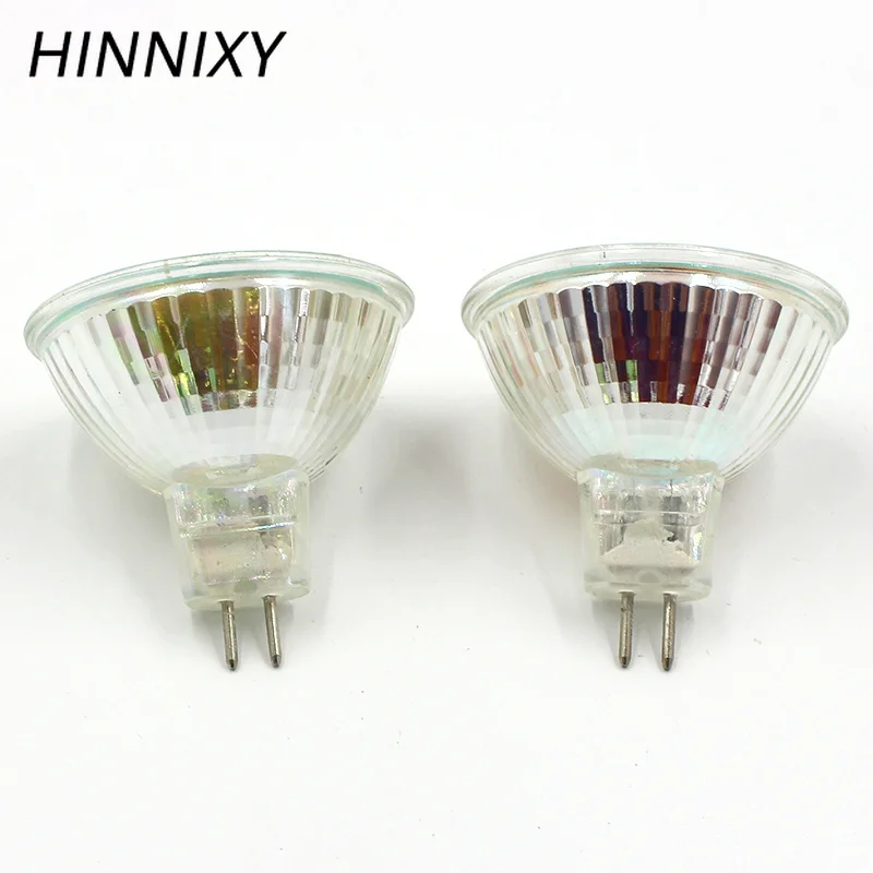 Hinnixy 10 шт./лот затемнения MR16 GU5.3 Галогеновый свет пятна Лампы 12 V 20 W 35 W 50 W лампы дневного света чашки Форма лампа Прозрачное кварцевое стекло
