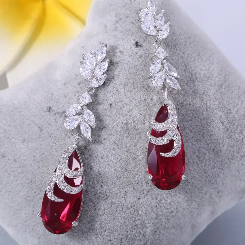 Rose ZHE FAN оливково-розовый AAA кубический цирконий модные капли воды серьги для женщин ювелирные изделия свадебный подарок длинные висячие серьги 3 коготь - Окраска металла: Rose