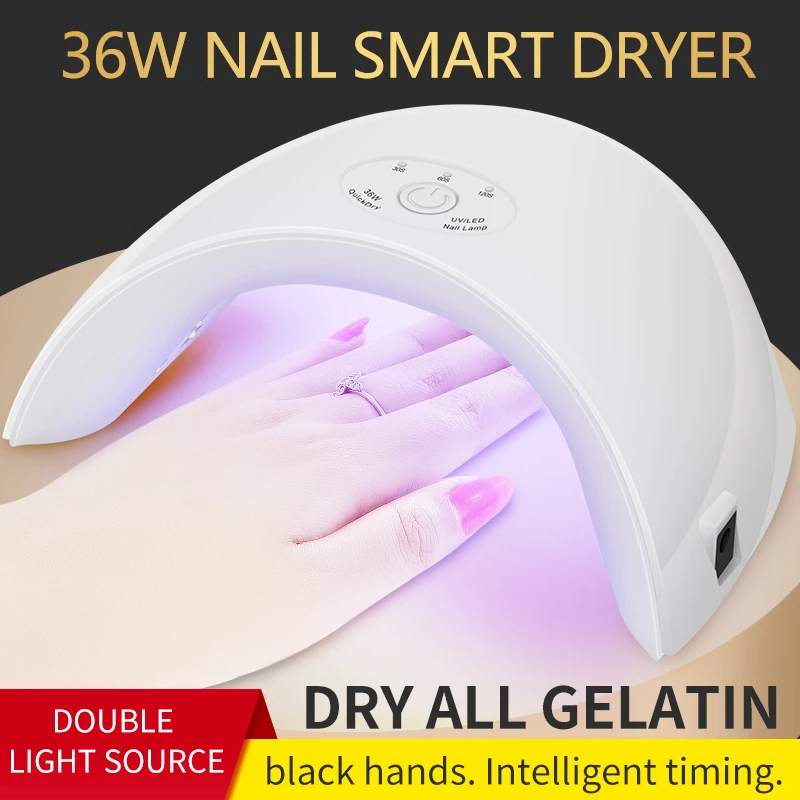 36W LED UV lamp 12 LEDs solidify all gelatin nail polish timer button sensor salon art tool USB charging dryer | Красота и здоровье