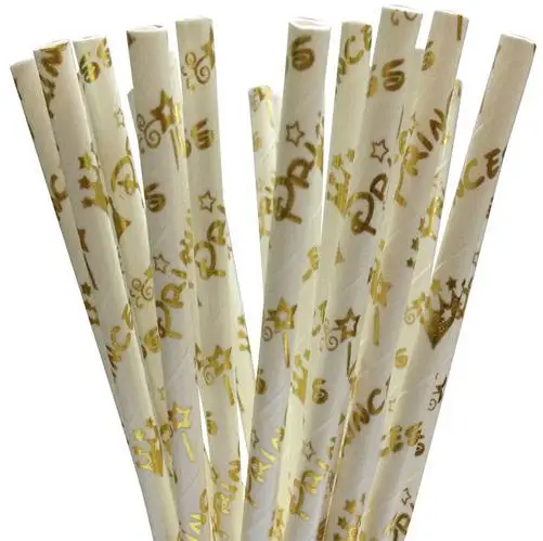 2 Gold Princess 25 шт./лот, соломинки из фольги золотого/серебряного цвета для дня рождения, украшения для детских и свадебных декораций, вечерние товары, креативные соломинки - Цвет: 2 Gold Princess