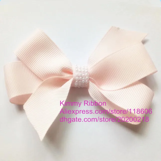 Бант из однотонной корсажной ленты с жемчугом для школьниц 130 шт./лот|hair bows|grosgrain