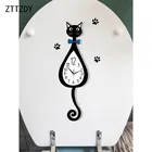 ZTTZDY 11,1*24,4 см Забавные часы стикер на стену с кошкой индивидуальный домашний декор WC наклейки для унитаза T3-0052
