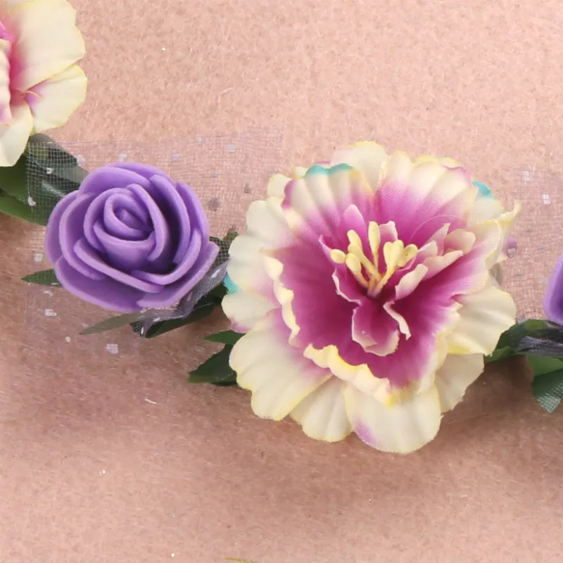 

Sitaicery Children Flower Crown Hair Band Wedding Floral Headband Garland Ribbon Bow Girl Flower Wreath Elastic Hair Accessories