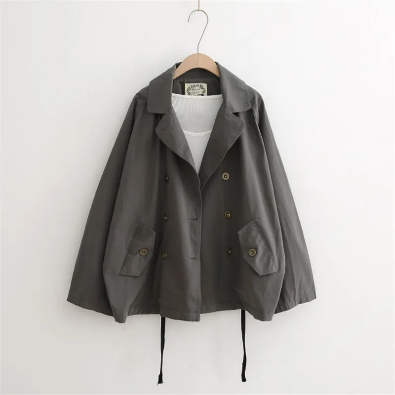 Весенне-осенняя винтажная куртка Женская Плюс Размер стиль сафари пальто
