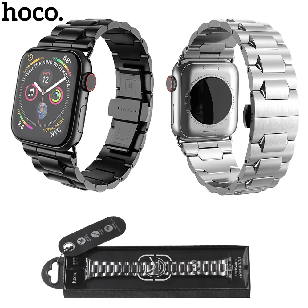 Ремешок HOCO из нержавеющей стали для Apple Watch 1 2 3 4 5 ремешок с пряжкой бабочкой iWatch