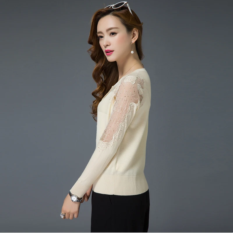 XJXKS New 2019 autumn fashion lace cardigan jacket short paragraph solid color hollow coat outside ride air-conditioned sweater |