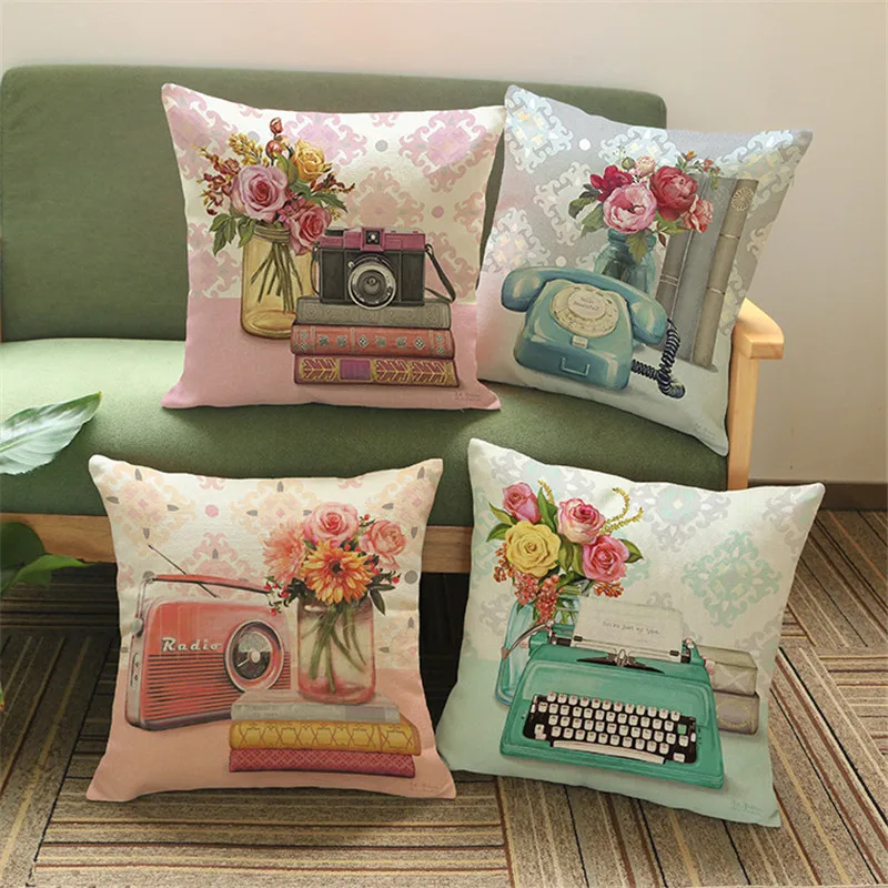 Европейский Винтажный Ретро наволочки в виде цветочной вазы чехлы для диванов