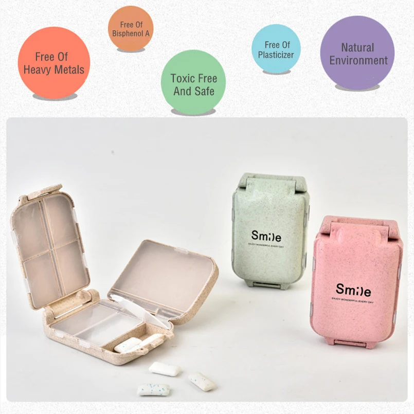 New Storage Boxes Bins Portable 8-cell Medicine Box Wheat Fiber Multi-small Pill Collapsible First Aid Kit | Дом и сад