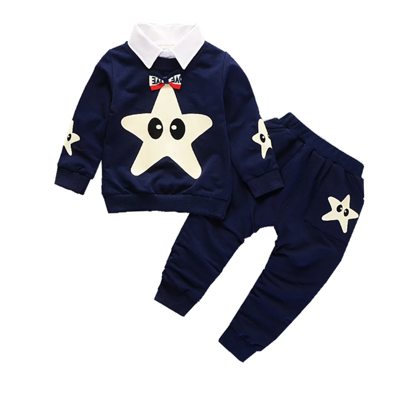 2020 New Fashion Baby Clothes Children Boys Girls Removable Collar T-shirt Pants 2Pcs/Sets Kids Cartoon Clothing Sets Tracksuits | Детская