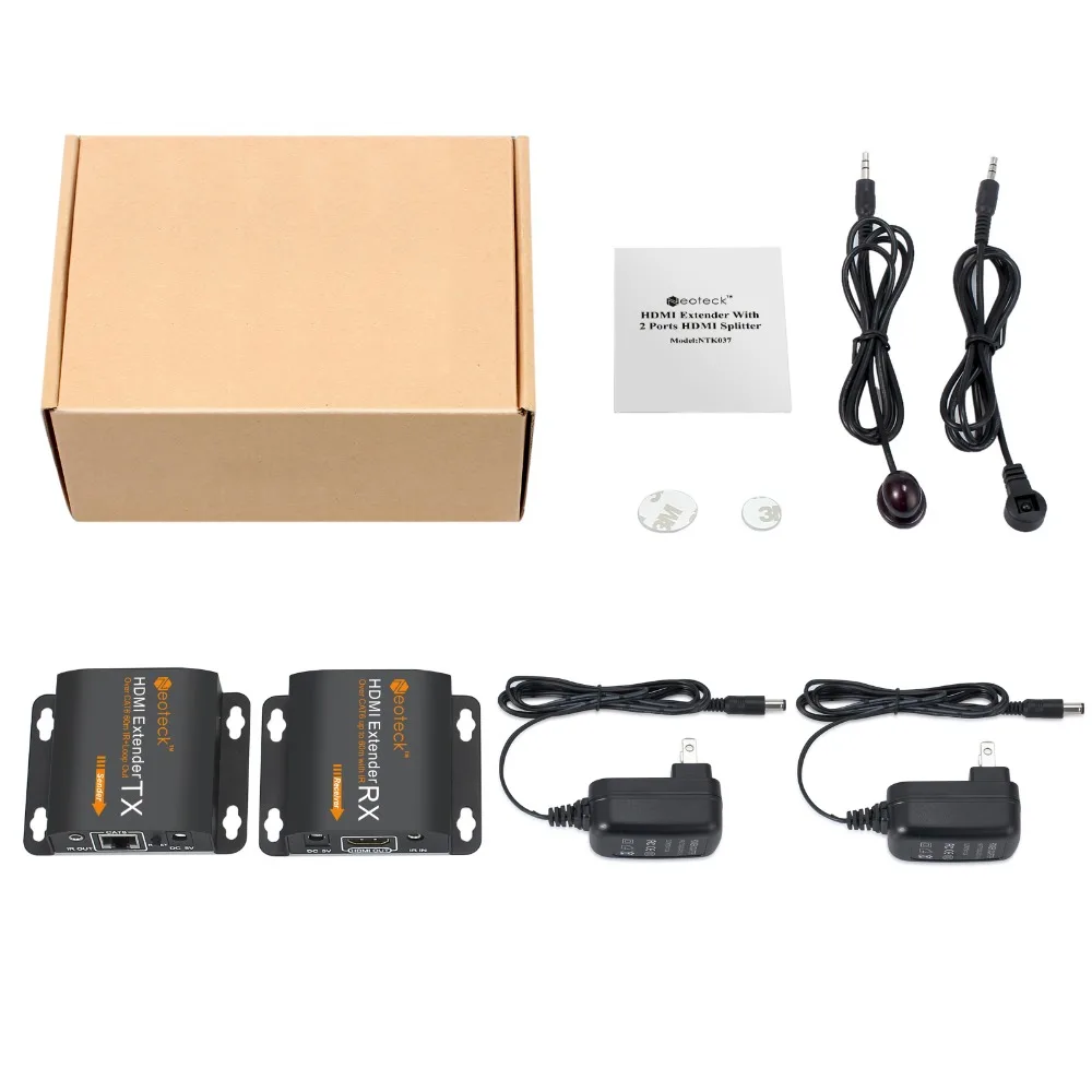 Proster HDMI разветвитель удлинитель 60 м RJ45 передатчик TX/RX с ИК-преобразователем для CAT6 HDMI удлинитель с 2 портами HDMI разветвитель
