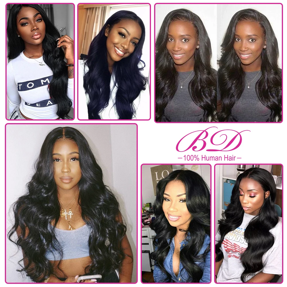 BD HAIR 180% Density Lace Front Human Hair Wigs 13X6 Deep Part Brazilian Remy Wig Thick End With Baby | Шиньоны и парики