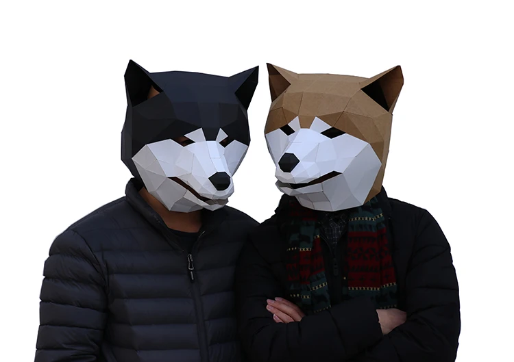 3D стереоскопические геометрические бумажные маски Akita для собак сделай сам