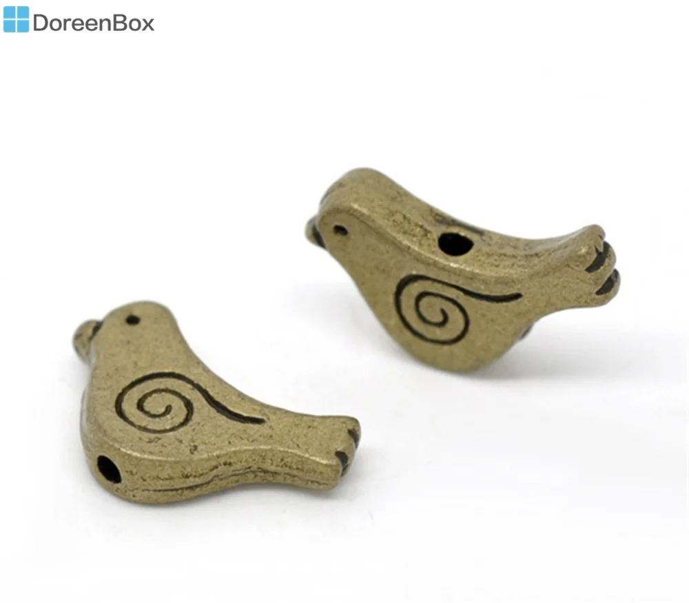 Doreen Box hot- 50 Bronze Tone Bird Spacer Beads 15x12 мм (B13466)