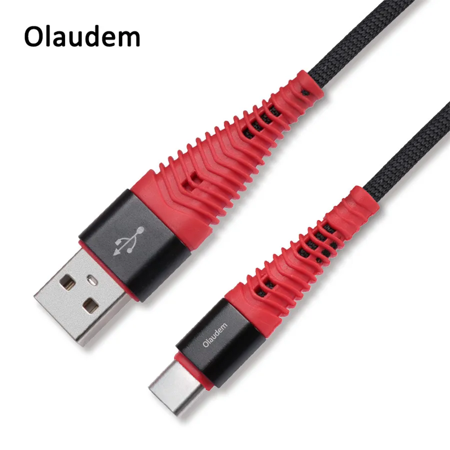 Olaudem телефон кабели USB C кабель для huawei p20 sony Ткань Плетеный Тип Macbook 1 м шнур зарядки