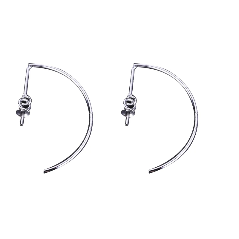 

925 Sterling Silver Engagement Women Drop Earrings 7-10mm Pearl or Round Bead Semi Mount Earrings Fine Jewelry Setting