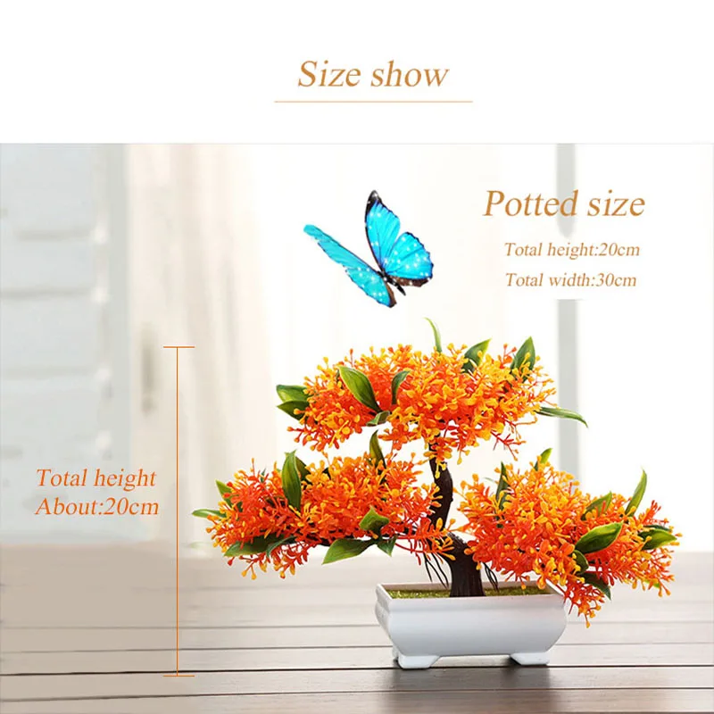 Flone Artificial Plants flowers Fake Plastic Potted bonsai Plant Tree Living Room home Office Decoration Bookcase Accessories | Дом и сад