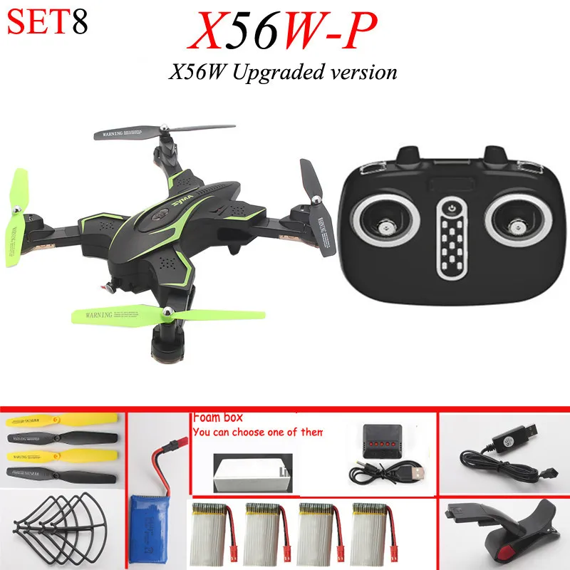 SET8 Модернизированная Syma X56W-P радиоуправляемая беспилотная камера wifi в режиме реального времени FPV Квадрокоптер летательный аппарат Дистанционное управление вертолет складной Дрон VS X56W - Цвет: SET8