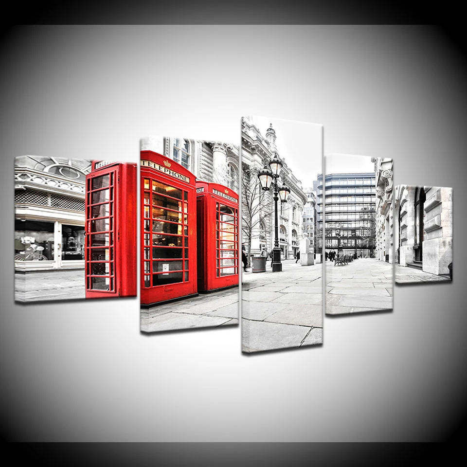 Мягкий дизайнерский арт красный Лондонский телефонная будка городской пейзаж 5