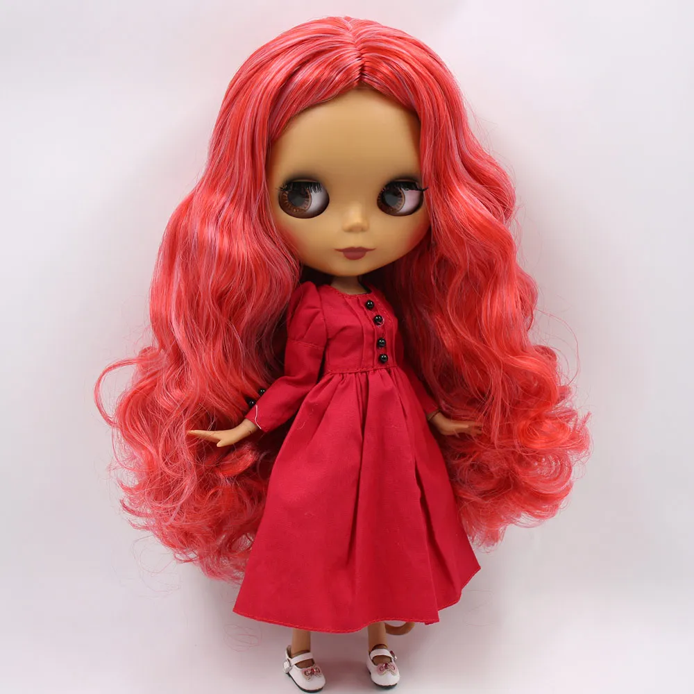 ICY Nude Blyth изготовленная на заказ кукла No. BL1063/1061 красные смешанные волосы 1/6 bjd, pullip, licca, jerryberry - Цвет: C doll clothes shoes
