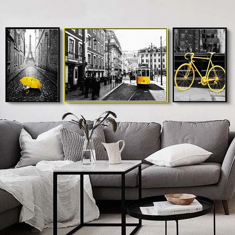 

Retro Black and White Canvas Painting Modern City Series Posters and Prints Nordic Decoration Home Living Room Wall Art Pictures