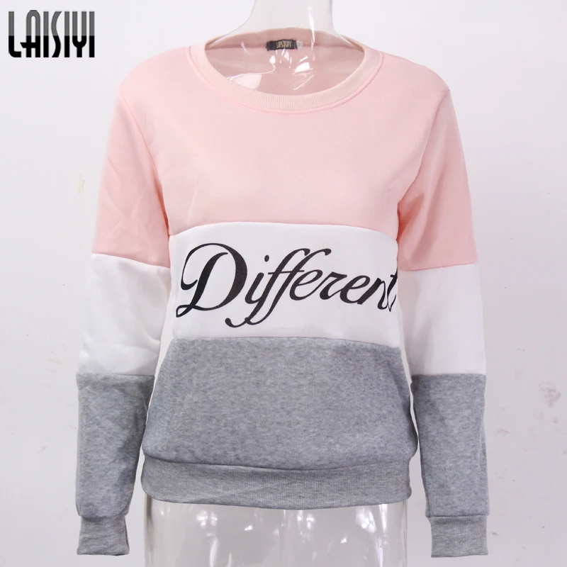 Pink Gray LAISIYI,, Осень-зима, женские толстовки, с принтом букв, разные, Женская Повседневная Толстовка, kawaii sudaderas, спортивный костюм, HO1115 - Цвет: Pink Gray