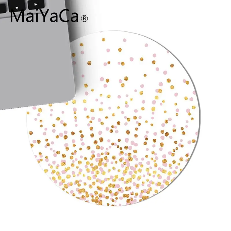 Маленький круглый коврик для мыши MaiYaCa с плавающими точками черный и золотой на