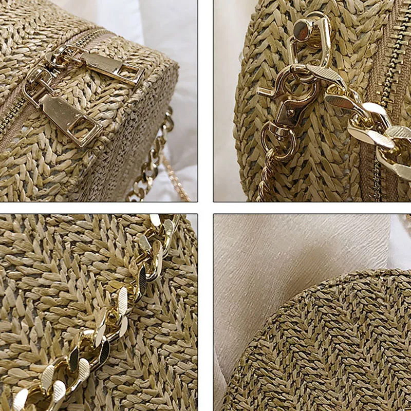 2019 плетеная солома в богемном стиле женские сумки на плечо металлическая цепочка