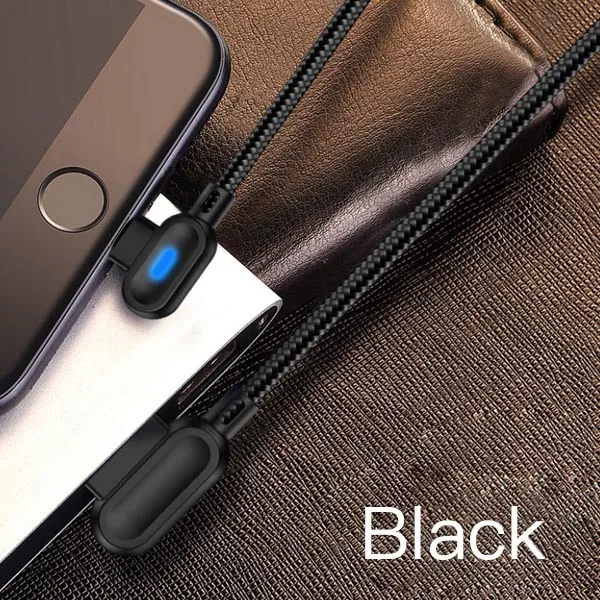 Black ACCEZZ 90 градусов локоть Micro USB кабель для Xiaomi Redmi 4 samsung Galaxy S7 S6 huawei Android зарядки данных телефон зарядное устройство кабель - Цвет: Black