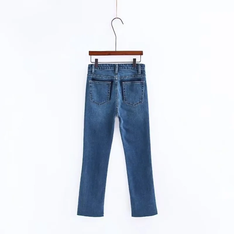 2018 Женская одежда с высокой талией обтягивающие эластичные потертые джинсовые