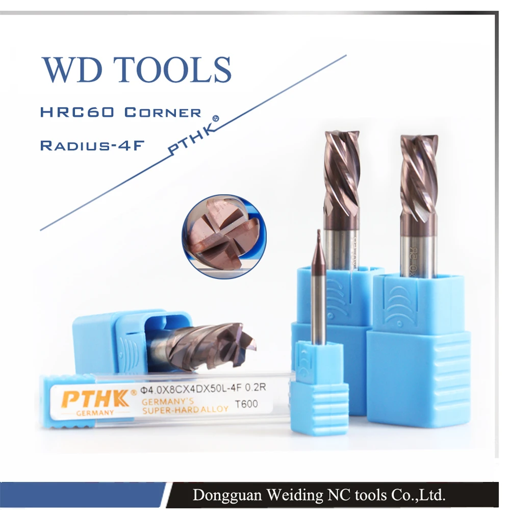 

HRC60 material Carbide corner radius End Mill four 4 flute coating use for High-speed milling machine