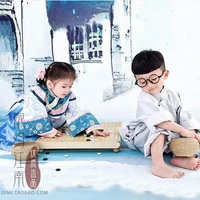 yi qu playing chess chinese republican period little boy and little girl costume hanfu photography use stage performance