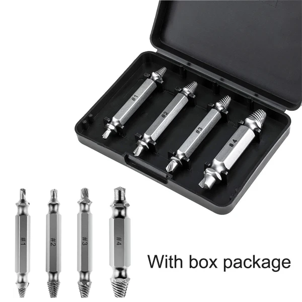 S2 Box package 4 шт. титановые Сломанные Болты для удаления винтов экстрактор сверла легко выключается шпилька обратный - Цвет: S2 Box package