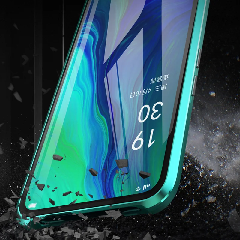 Магнитный металлический чехол из закаленного стекла для OPPO Reno 6 4 закаленное