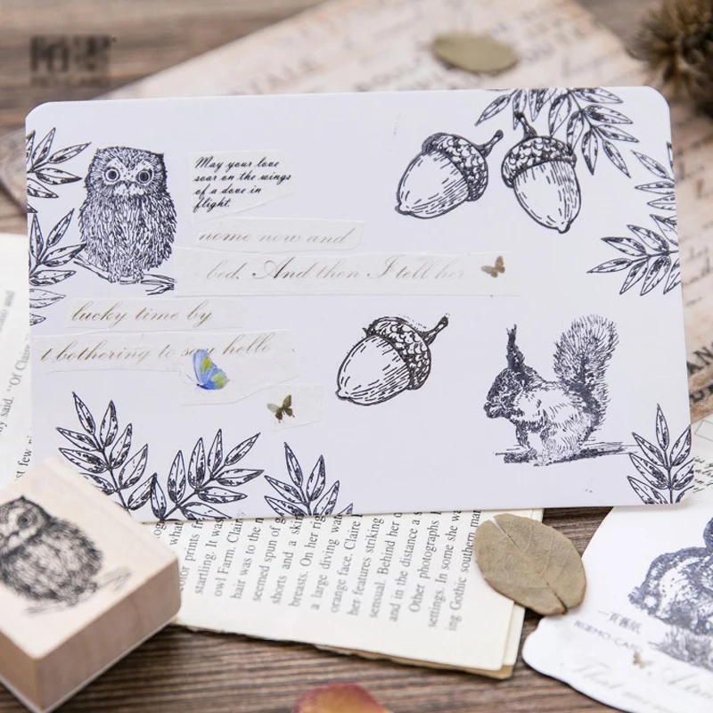 1 шт. деревянные прозрачные штампы история в лесном дубе милые для Scrapbooking