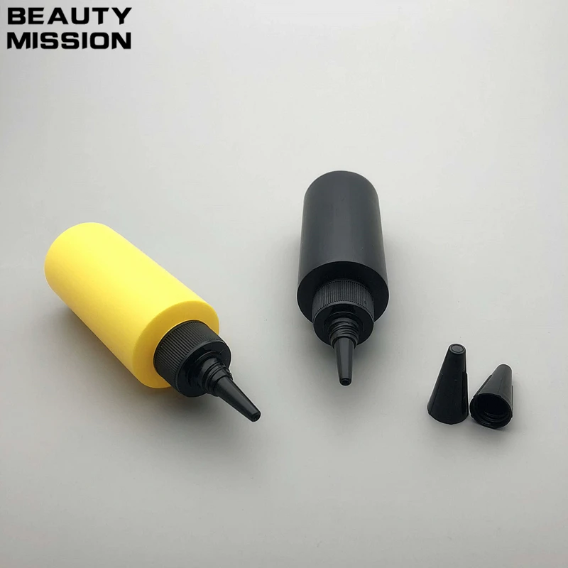 Beauty Mission 100 мл 48 шт./лот пустая пластиковая бутылка Черная/желтая с черными