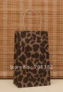

21X13X8cm Fashionable leopad gift paper bag kraft packing bags daily package zakka (SS-1545)