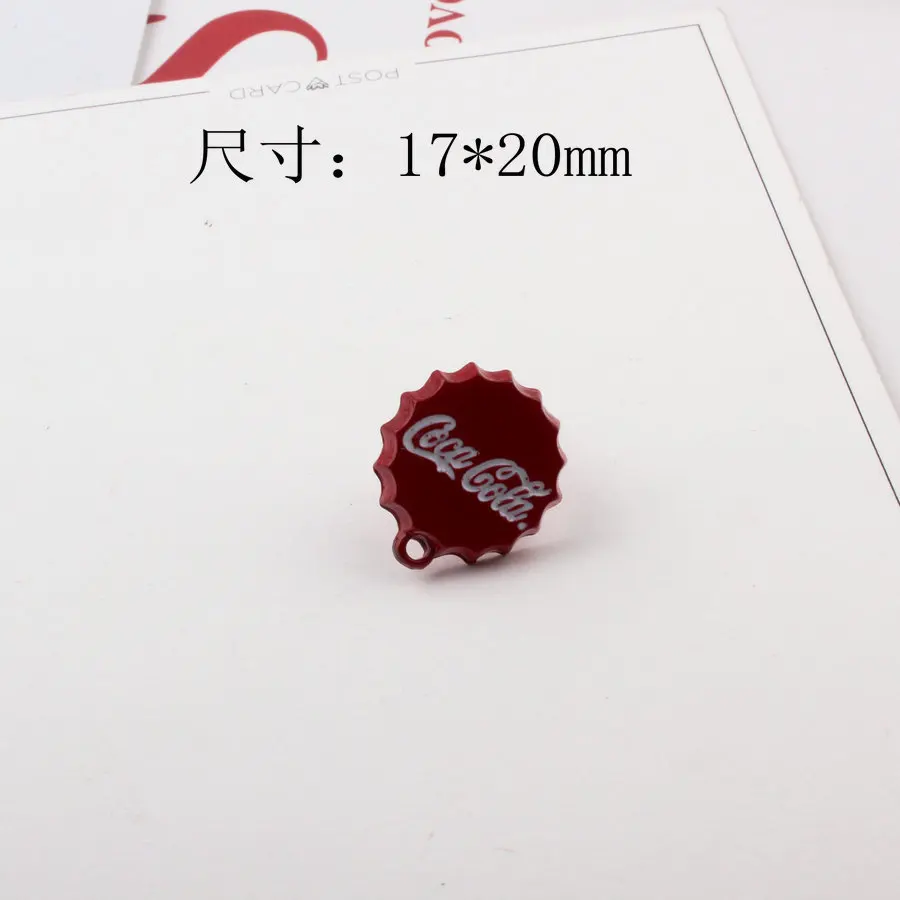 Red 10 шт, модные карамельные цвета, краска, подвеска, крышка бутылки колы и слово, цинковый сплав, очаровательные ювелирные изделия, аксессуары для рукоделия, серьги, браслет - Окраска металла: Red