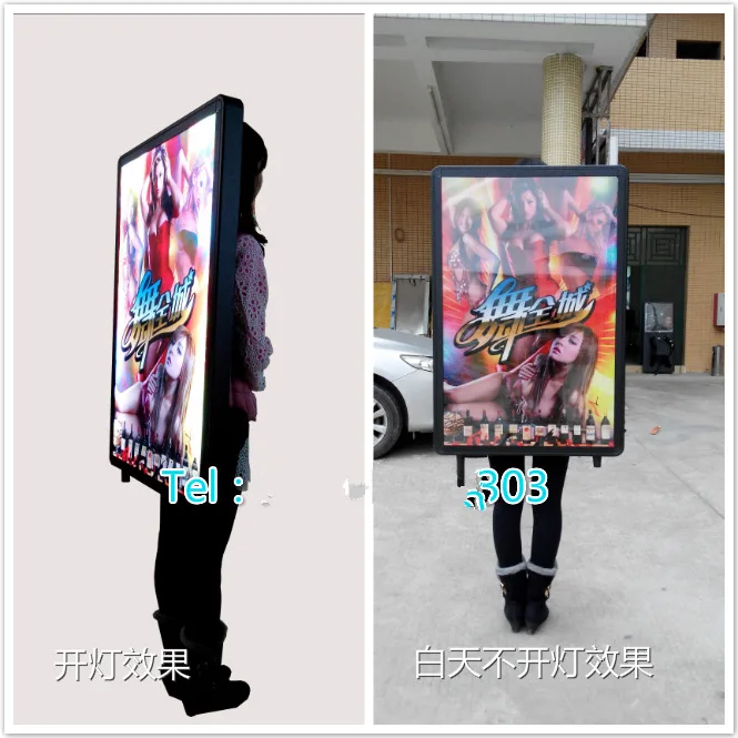 Высокая яркость СИД ходьба афиша 63x90 см Открытый Рюкзак освещенная реклама