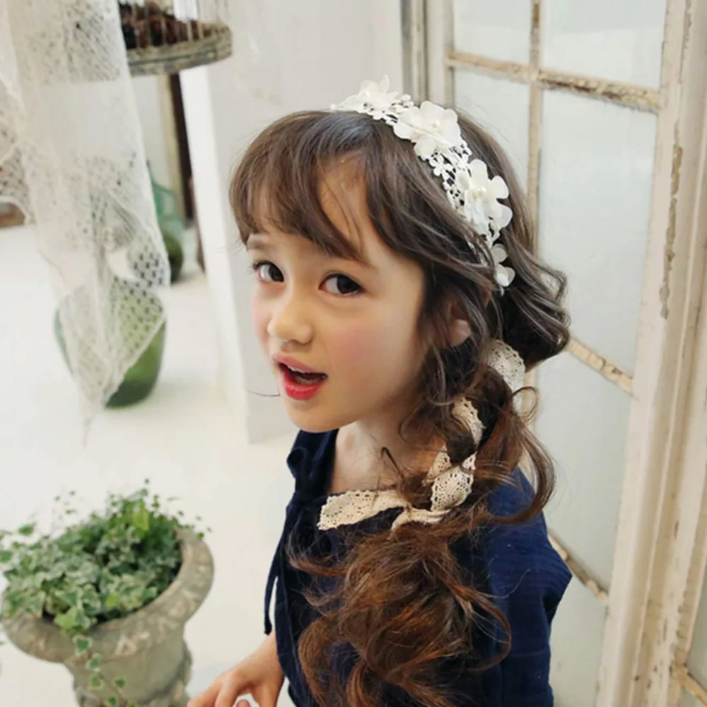 Women New Sweet Retro Hair Band girl Headband Lace Crochet Flower Imitation pearls Hairband Ribbon Accessories | Детская одежда и