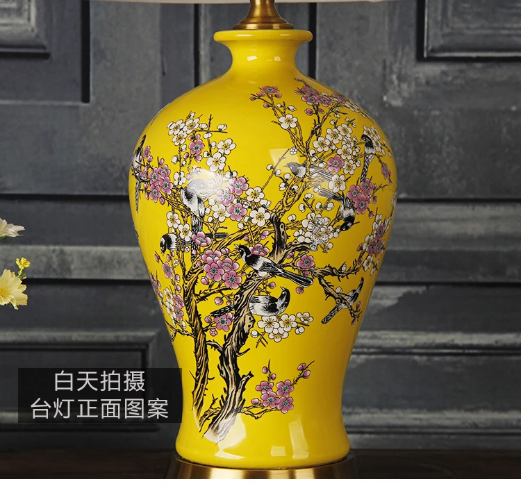 Китайская антикварная Винтажная настольная лампа для гостиной фарфоровая