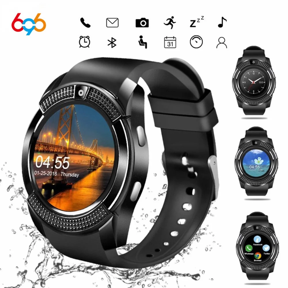 696 Смарт часы V8 Bluetooth с сенсорным экраном наручные камерой/слотом для SIM карты