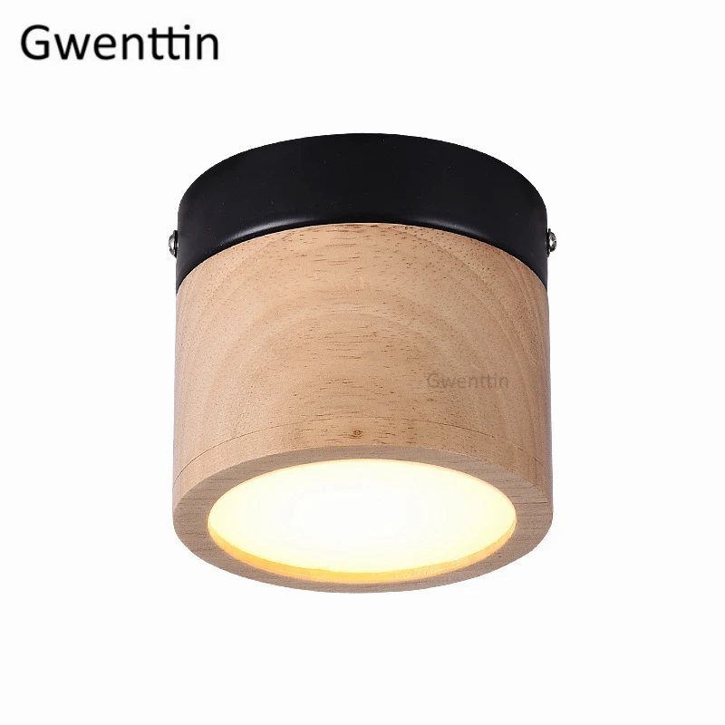 Wood Color Скандинавский деревянный светодиодный потолочный светильник s современные железные деревянные потолочные светильники для дома гостиной спальни лестничный коридор точечный светильник - Цвет корпуса: Wood Color
