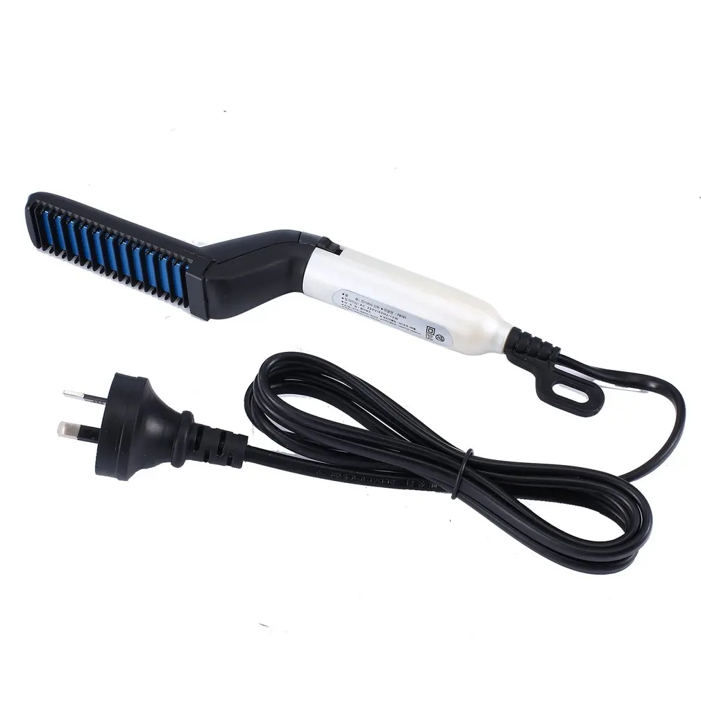AU Plug Для мужчин быстрый выпрямитель для бороды стайлер расческа многофункциональная завивка волос бигуди показать колпачок инструмент Прямая - Цвет: AU Plug